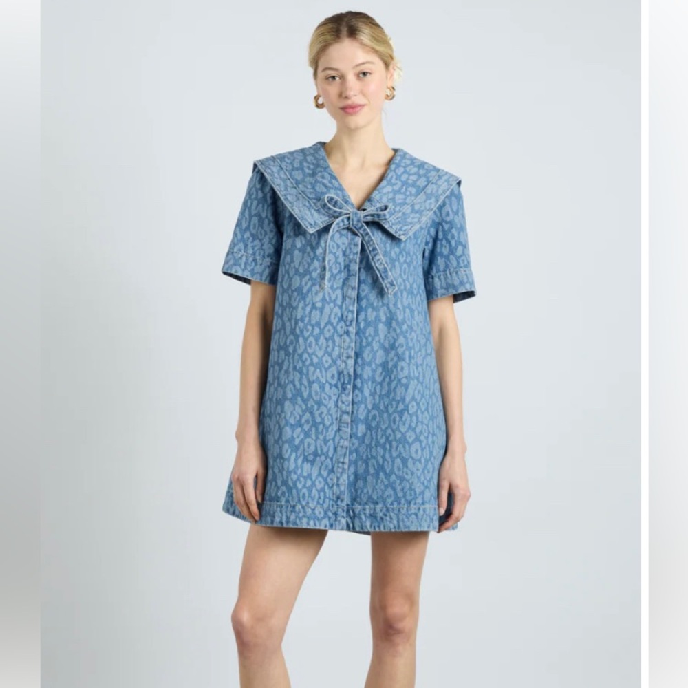 DAMSON MADDER. Goldie Dress - Denim Leopard Laser